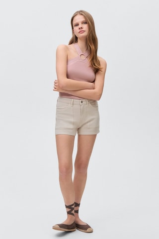 Top maille détail anneau - Rose