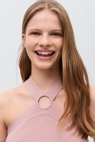 Top maille détail anneau - Rose