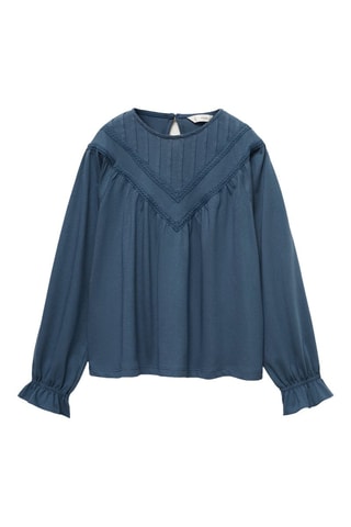 Blouse détails brodés - Bleu