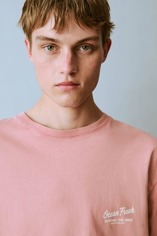 T-shirt imprimé manches courtes - Rose