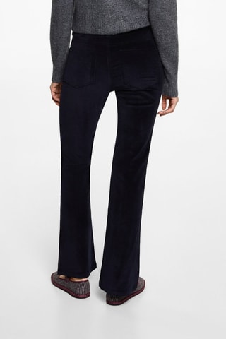 Pantalon velours évasé - Bleu marine