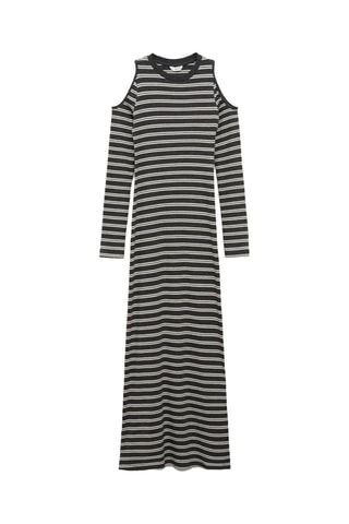 Robe à rayures et ouverture - Gris