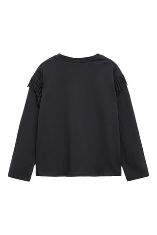 T-shirt brodé franges - Gris