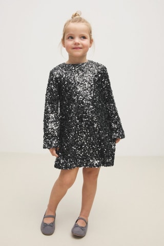 Robe à empiècements en paillettes - Gris