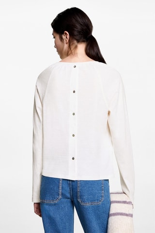 T-shirt col froncé - Blanc
