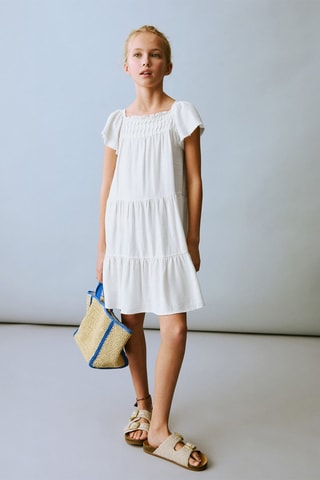 Robe lin volantée - Blanc