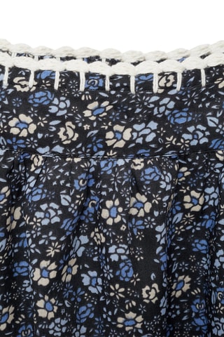 Blouse brodée fleurs - Bleu