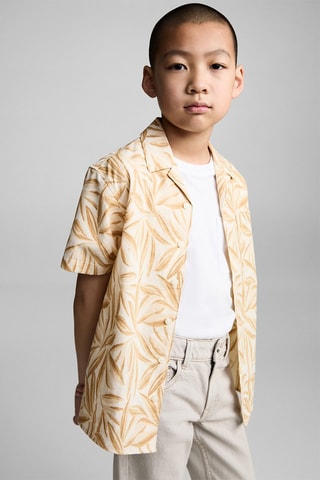 Chemise coton manches courtes - Jaune