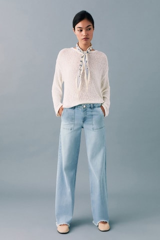 Jean wideleg revers effilochés - Bleu clair