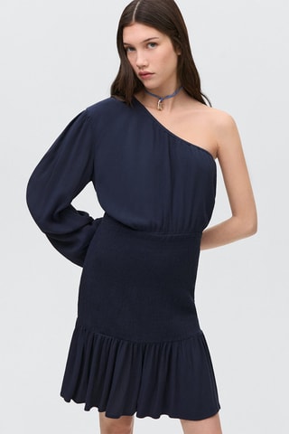 Robe asymétrique froncée - Bleu marine