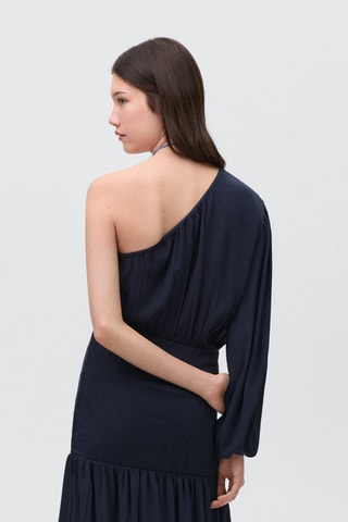 Robe asymétrique froncée - Bleu marine
