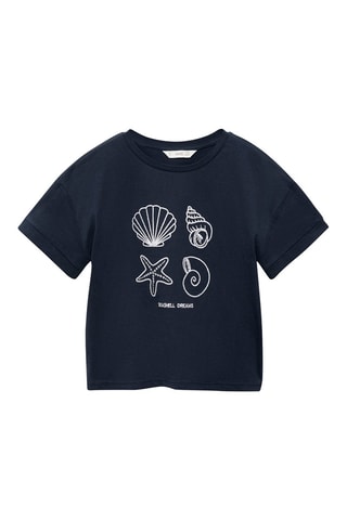T-shirt détails brodés - Bleu marine