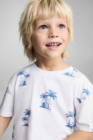 T-shirt imprimé palmiers - Blanc