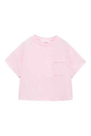 T-shirt crop poche - Rose