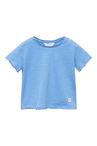 T-shirt coton boutons - Bleu