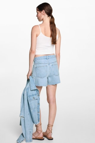 Short en jean étoiles - Bleu