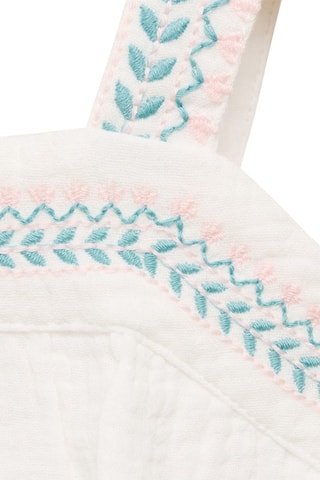 Blouse plissée à broderie - Blanc