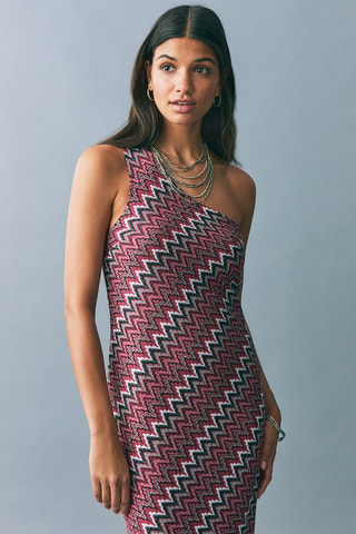 Robe zigzag lurex - Rouge