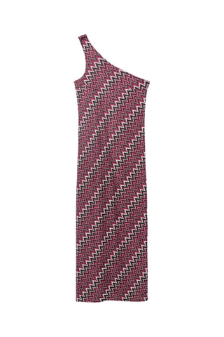 Robe zigzag lurex - Rouge