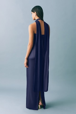 Robe satinée emmanchures américaines - Bleu foncé