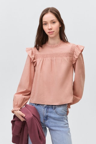 Blouse texturée coton - Rose clair