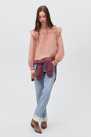 Blouse texturée coton - Rose clair