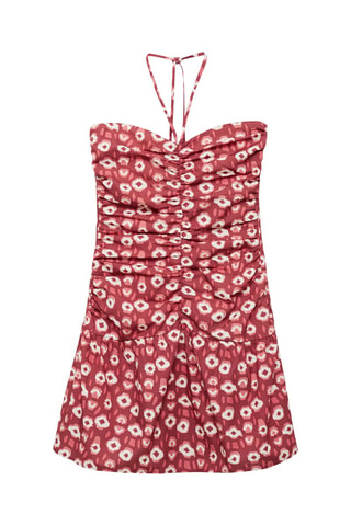 Robe froncée imprimée - Rose clair