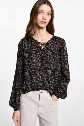 Blouse en imprimé floral - Noir