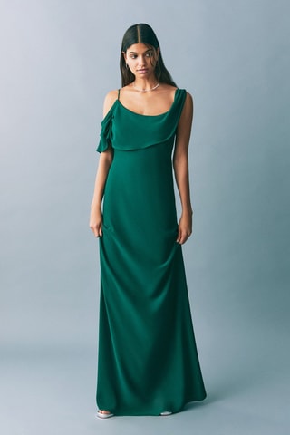 Robe gaze asymétrique volant - Vert foncé