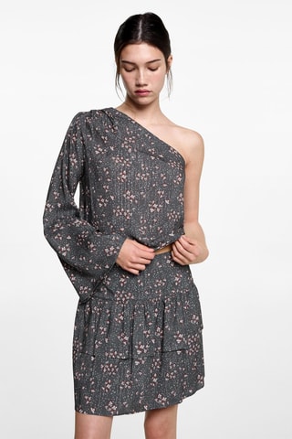 Blouse asymétrique imprimée - Gris