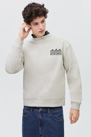Sweat-shirt coton imprimé - Gris