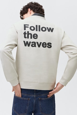 Sweat-shirt coton imprimé - Gris