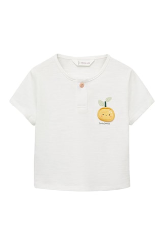 T-shirt coton motif en relief - Blanc