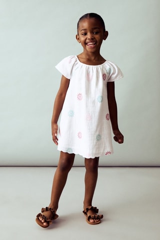 Robe détails brodés - Blanc