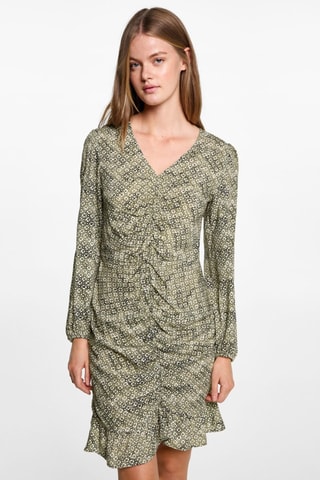 Robe à fleurs détail froncé - Vert