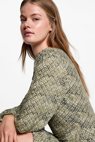 Robe à fleurs détail froncé - Vert