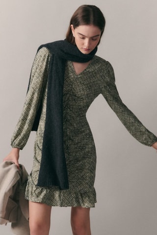 Robe à fleurs détail froncé - Vert