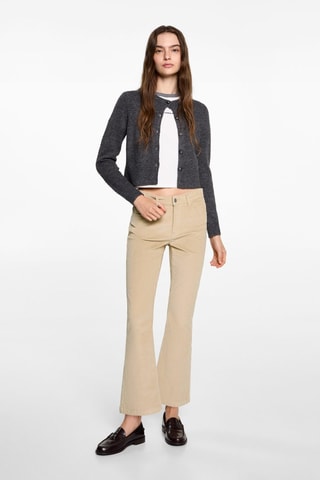 Pantalon flare micro-velours côtelé - Blanc