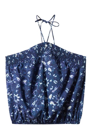 Top froncé imprimé - Bleu