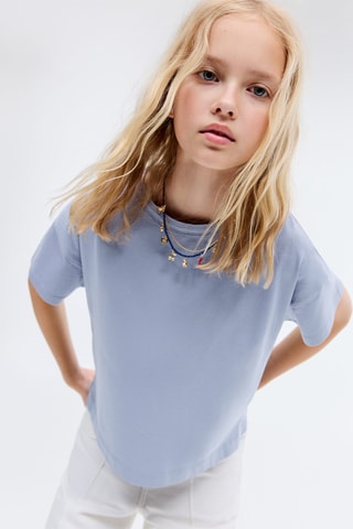 T-shirt coton uni - Bleu