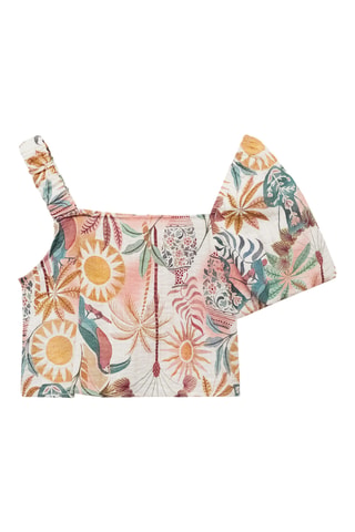 Blouse asymétrique imprimée - Rose