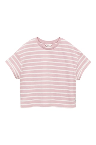 T-shirt manches courtes rayures - Rose