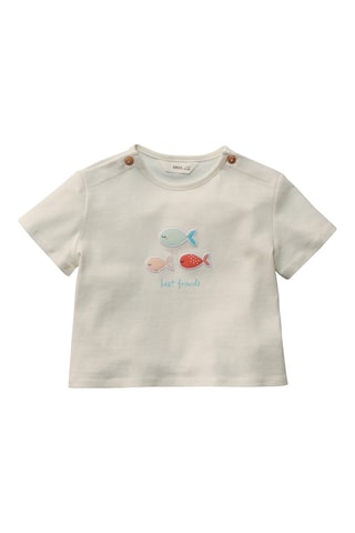 T-shirt coton motif en relief - Blanc