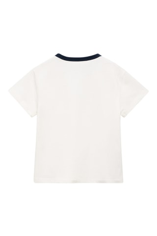 T-shirt brodé avec col contrastant - Blanc