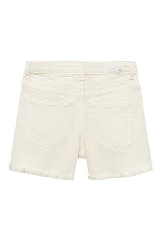 Short en jean revers effilochés - Blanc