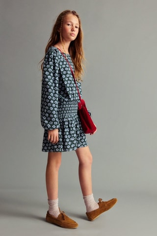 Robe fleurie froncée - Vert