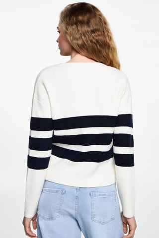 Cardigan maille rayures - Blanc