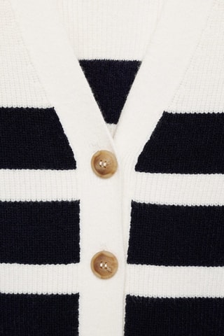 Cardigan maille rayures - Blanc