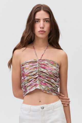 Top coton froncé - Rose