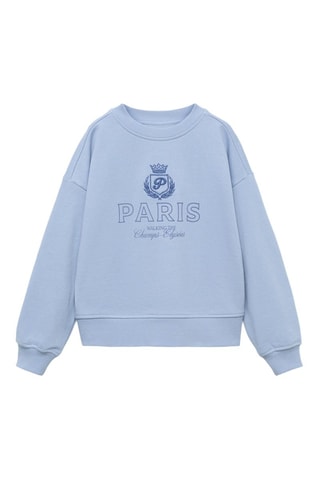 Sweat brodé et imprimé - Bleu